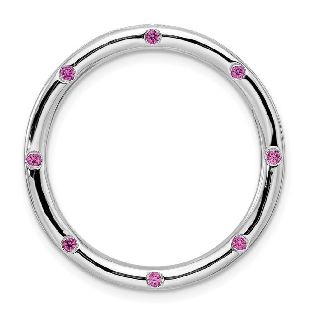 Sterling Silver& Created Pink Sapphire Stackable Large Slide, 29mm